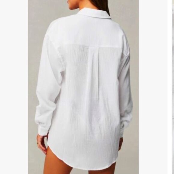 FABLETICS - Cotton Voile Oversized Shirt in White - Picture 2 of 6